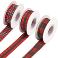 Christmas Tartan Ribbon – 3 Rolls 10 Yards Gingham Polyester