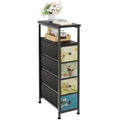 MUTUN Narrow 4 Drawer Fabric Dresser – Slim Storage Chest with Wood Top