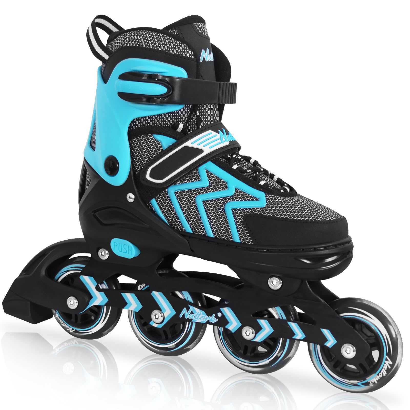 Nattork Adjustable Inline Skates - Teal Beginner Roller Blades