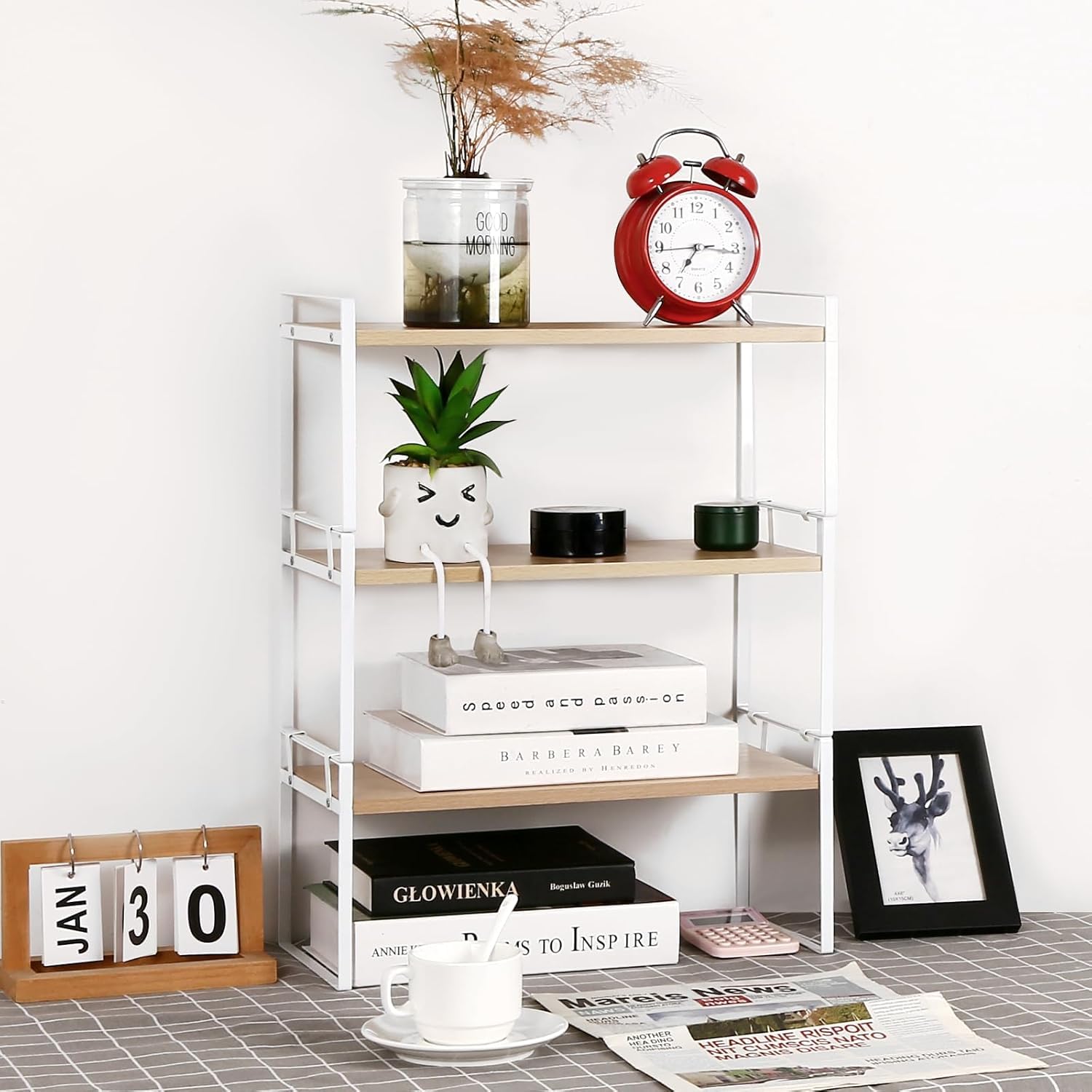 Jolof Store Wood Desk Organizer – Adjustable Desktop Shelf & Bookshelf