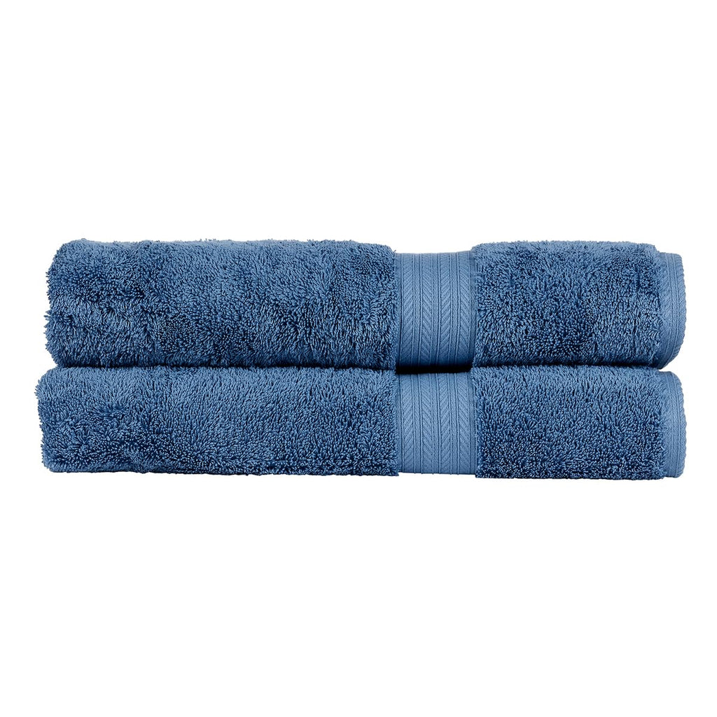 Christy Renaissance 2 Bath Sheets Set | Denim Blue | 100% Egyptian Cotton Pile | Luxuriously Soft and Super Absorbent | 675 GSM
