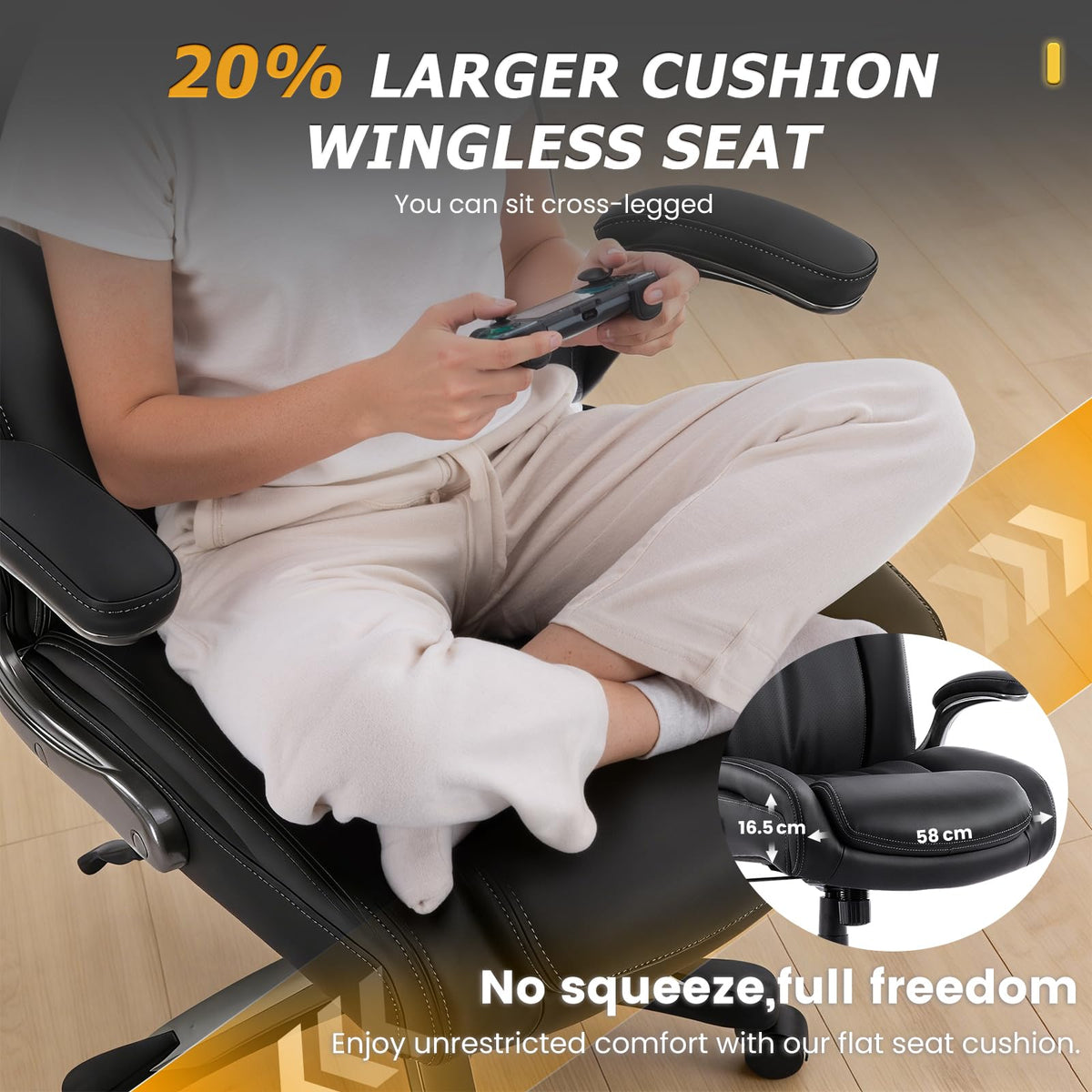 COLAMY Big and Tall Office Chair 400lbs, PU Leather Executive Office Chair for Heavy People - image 3
