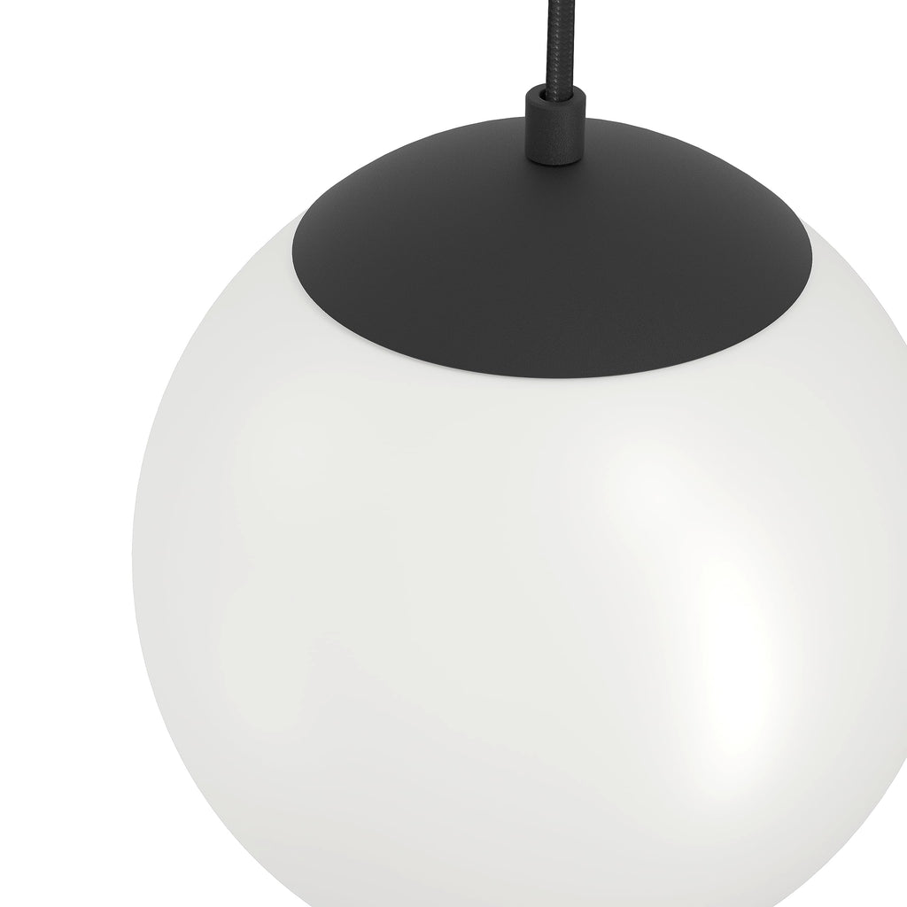 Eglo Rondo 3 Plug-In Pendant Lamp | Black Metal & White Opal Glass E27