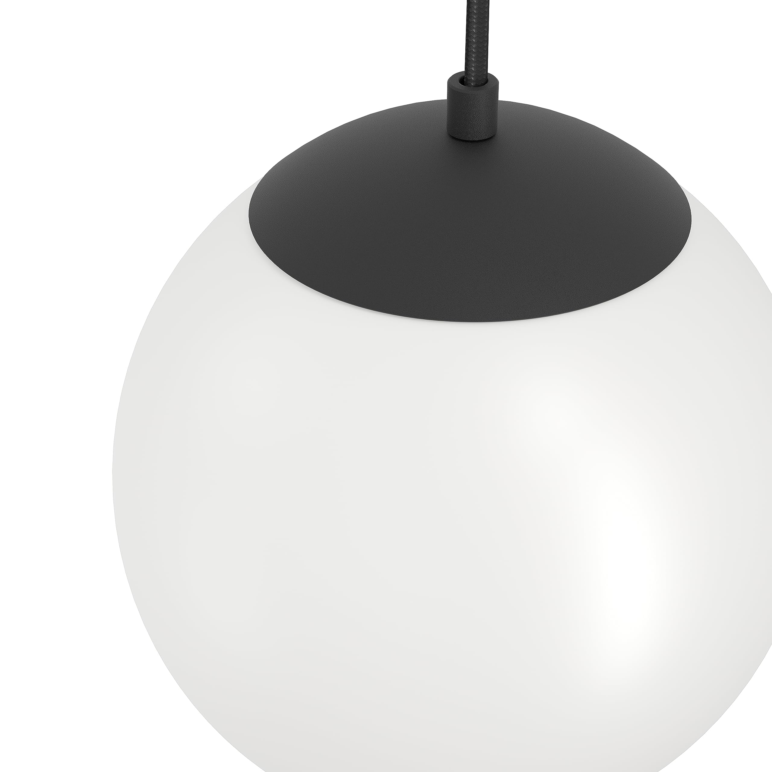 Eglo Rondo 3 Plug-In Pendant Lamp | Black Metal & White Opal Glass E27