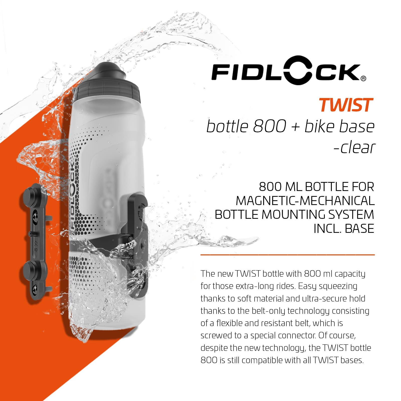 Fidlock Twist 800 Magnetic Bike Bottle Set | BPA-Free Transparent Clear