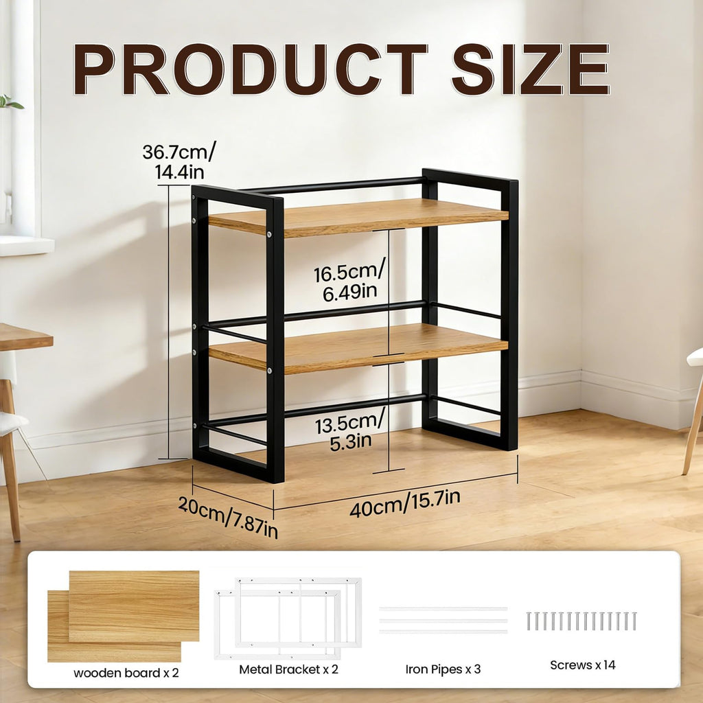 Desk Shelf Organizer, 2 Tier Desktop Bookshelf for Office Desk Storage - image 2