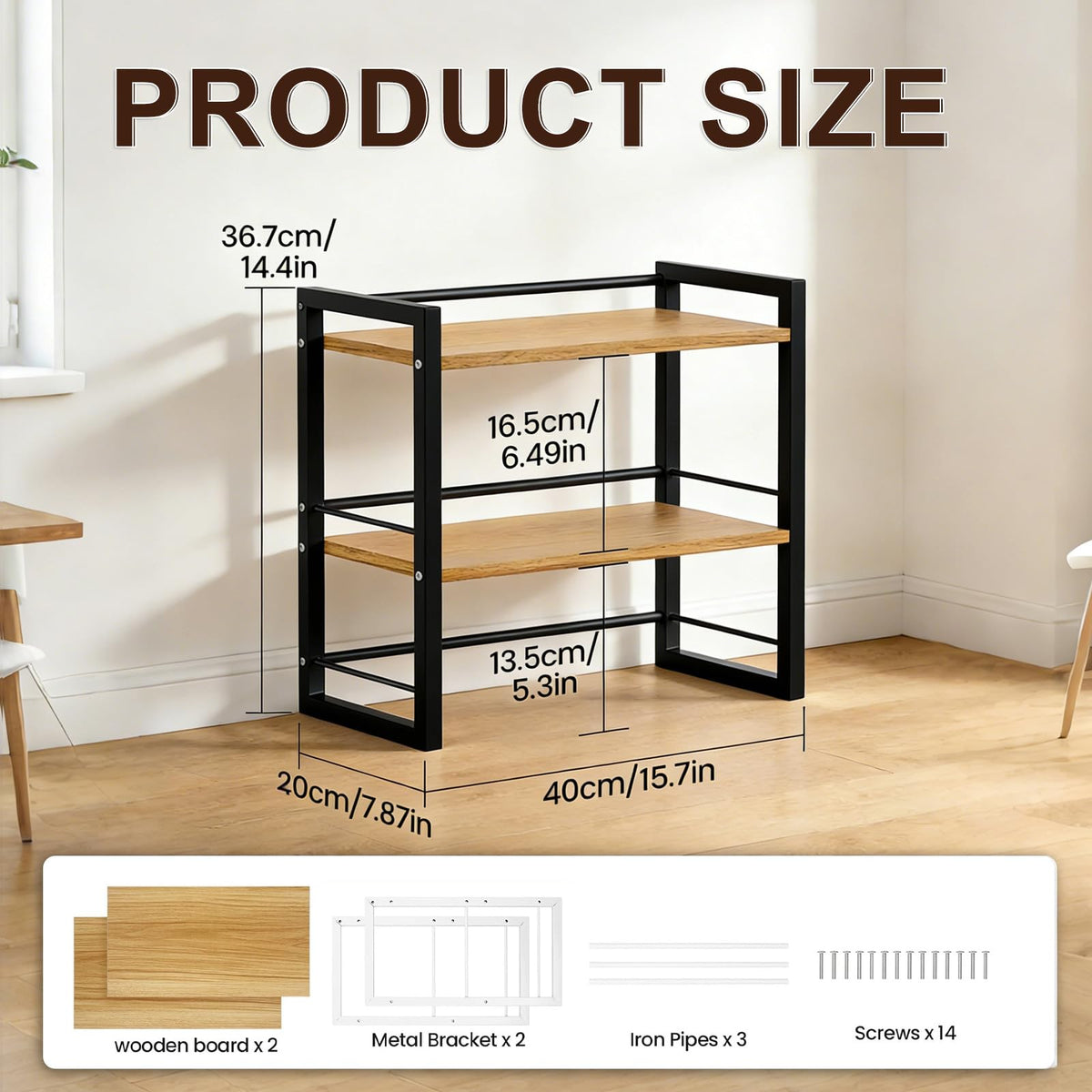 Desk Shelf Organizer, 2 Tier Desktop Bookshelf for Office Desk Storage - image 2