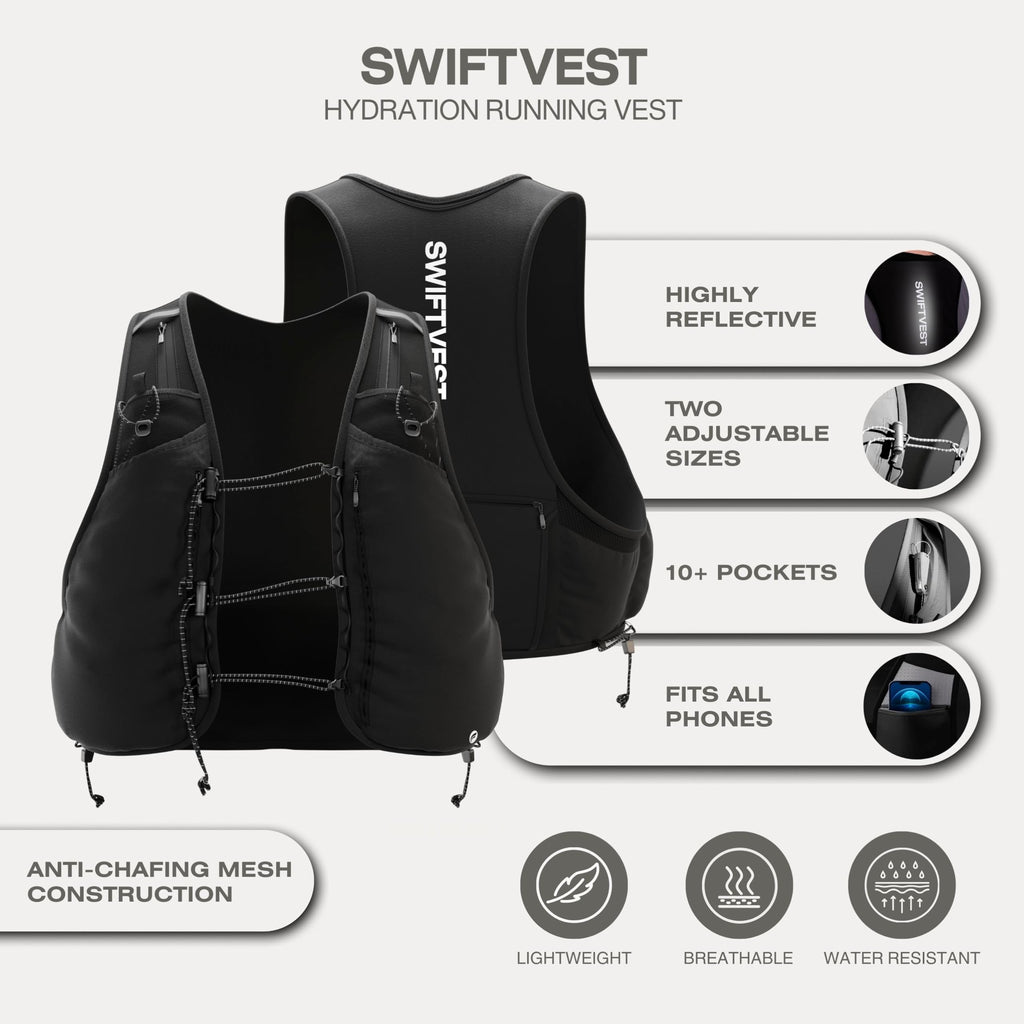 SWIFTVEST Trail Running Vest | Hydration Backpack with 10+ Pockets