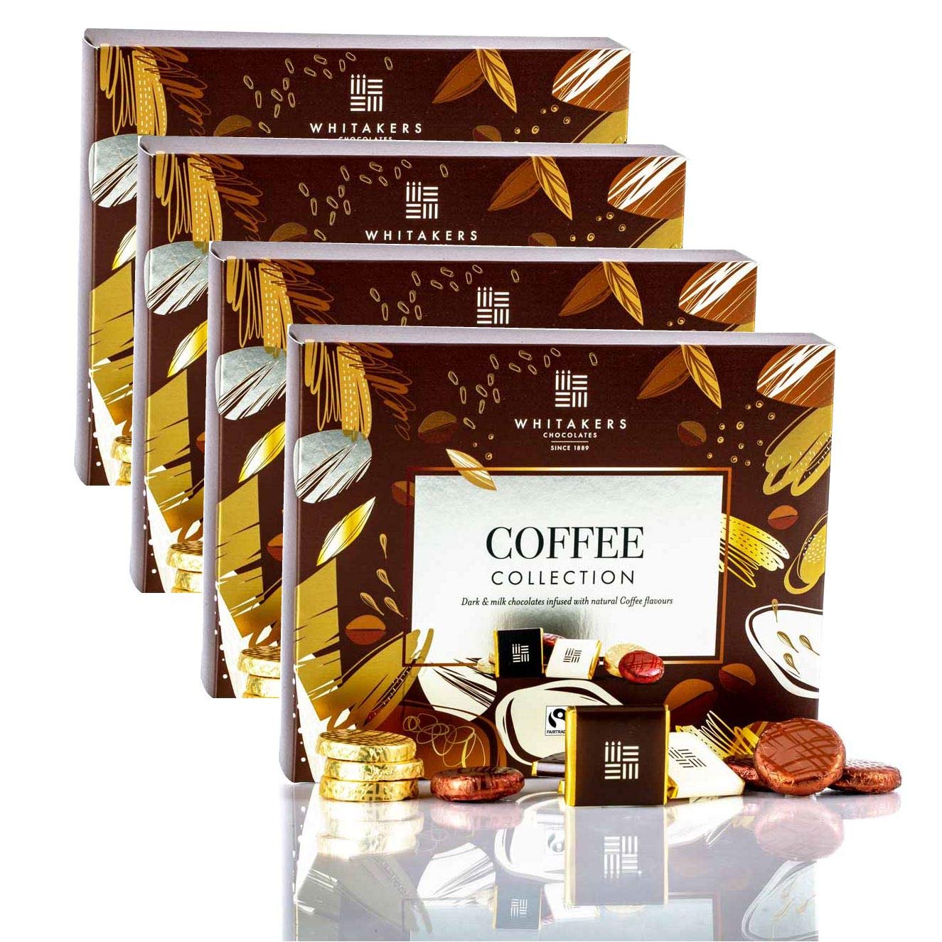 Whitakers Coffee Chocolate Selection Box - Milk & Dark (170g, Pack of 4)