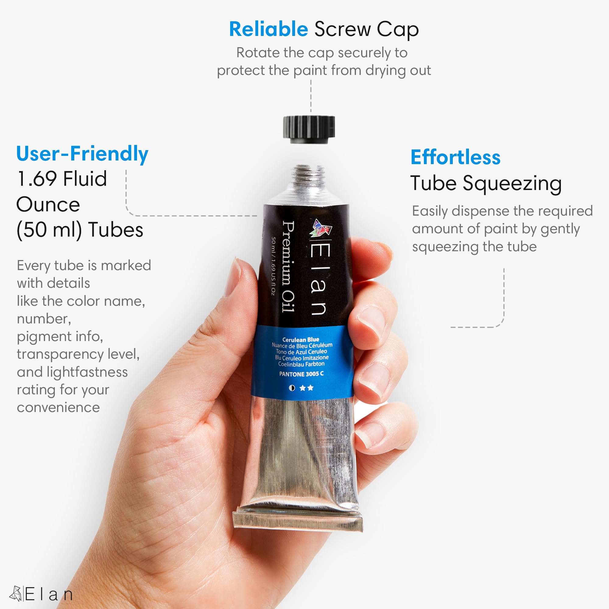 Elan Professional Oil Paint Set | 24 Non-Toxic 50ml Tubes for Canvas