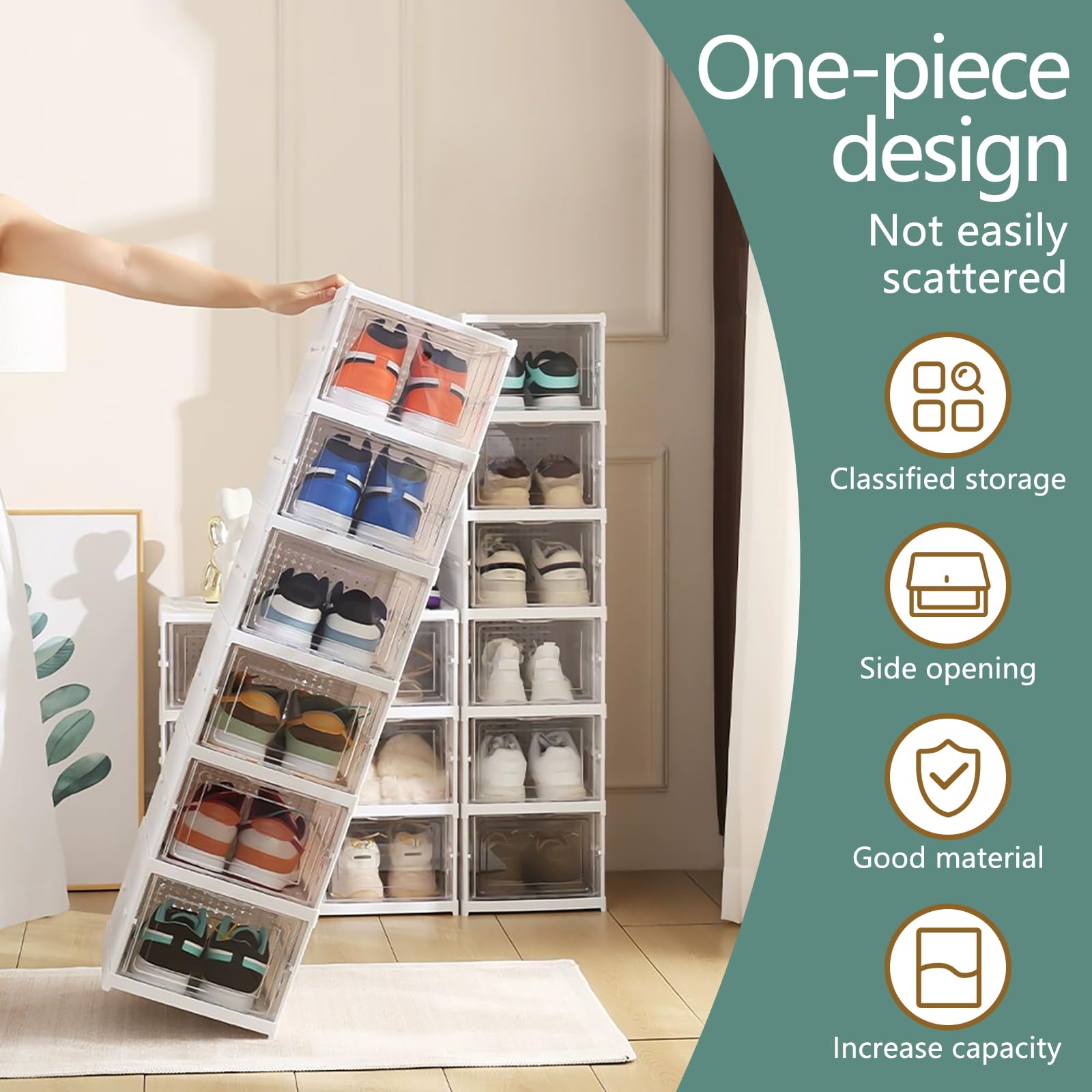12PCS Stackable Shoe Storage Box | Clear Magnetic Foldable