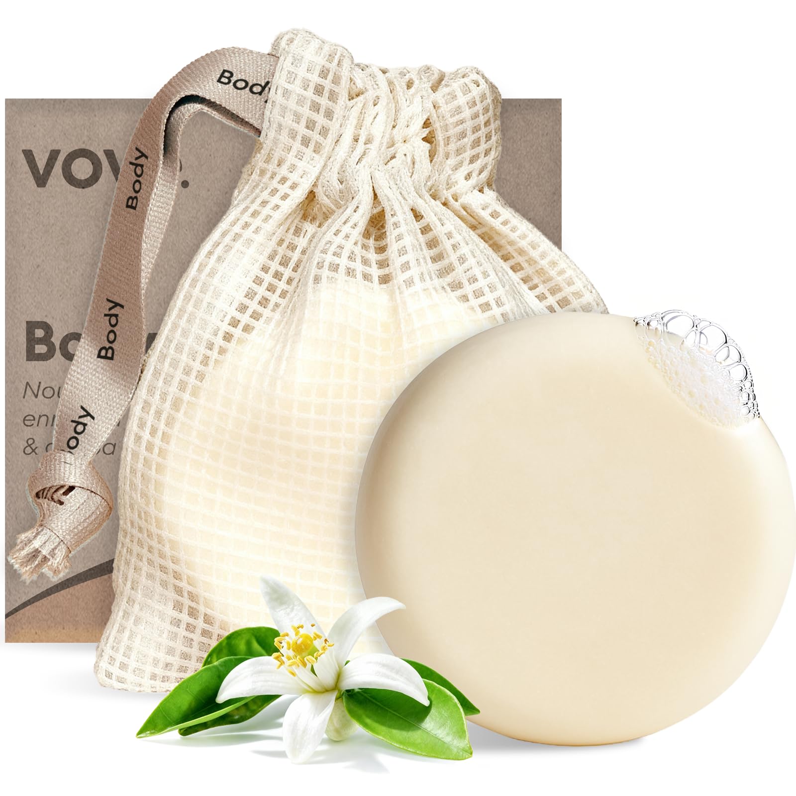 Vove Forest Revive Body Wash Bar Set – 2 Plant-Based Soaps & Exfoliating Bag