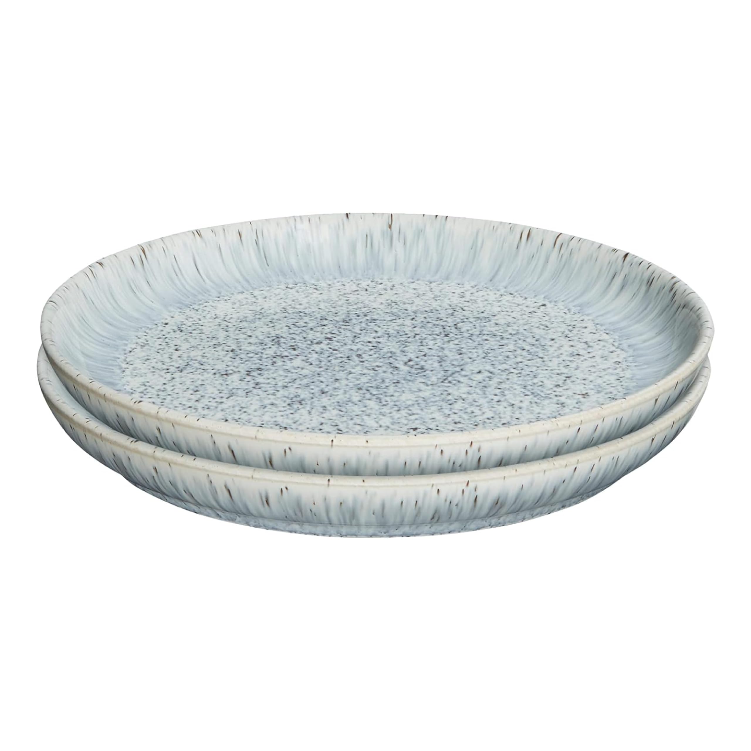 Denby Halo Speckle Medium Plates - Set of 2 Grey Ceramic Stoneware 21cm