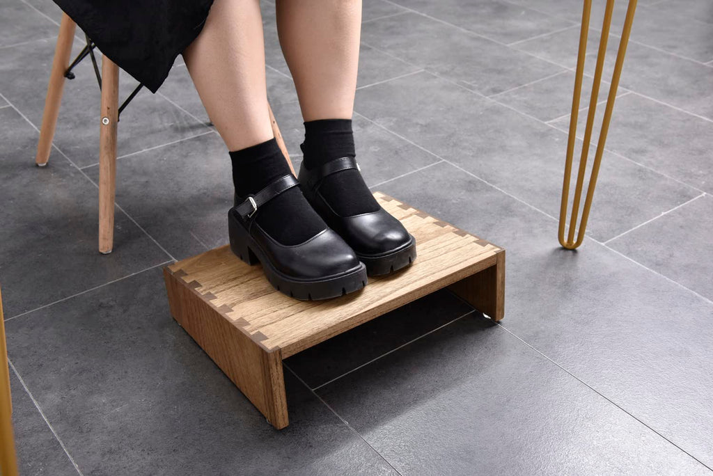 KIRIGEN Wooden Under Desk Footrest, Adjustable Solid Wood Foot Rest and Desk Foot Stool with Feet, 40 x 30 cm Platform for Home Office - image 4