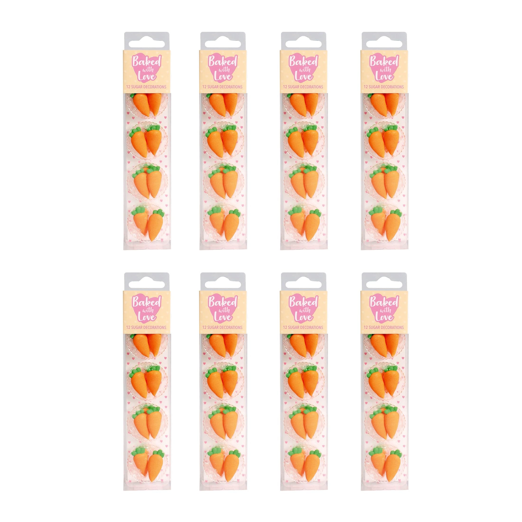 Carrot Sugar Decorations – Easter Cake Toppers, Pack of 8