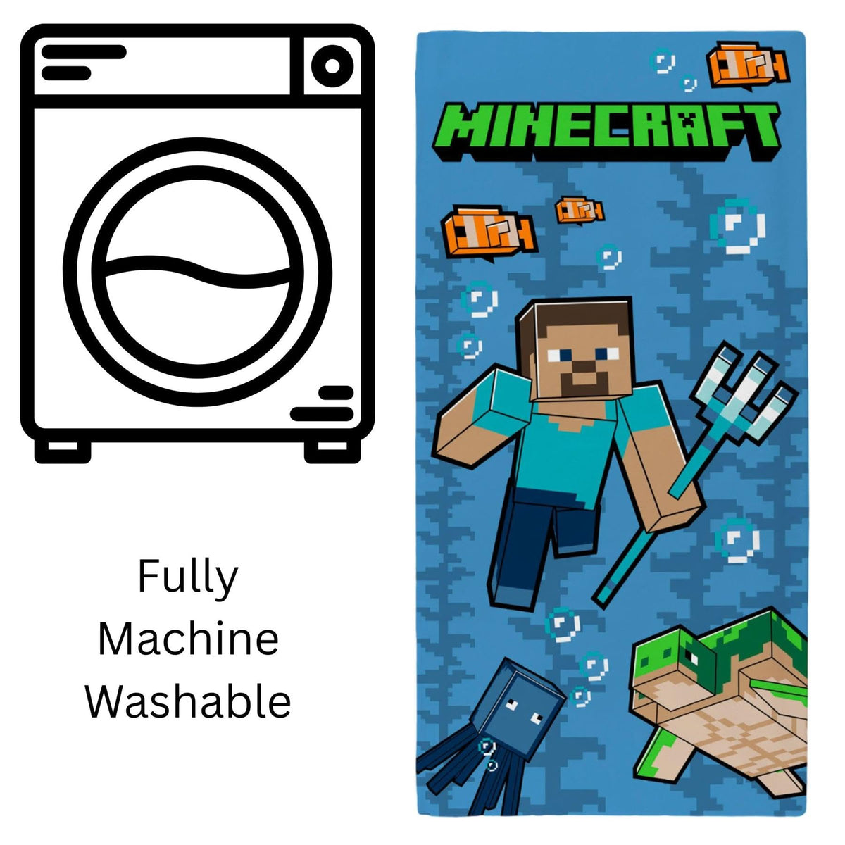 Minecraft Trident Printed Beach Towel Kids Game Towel - image 5