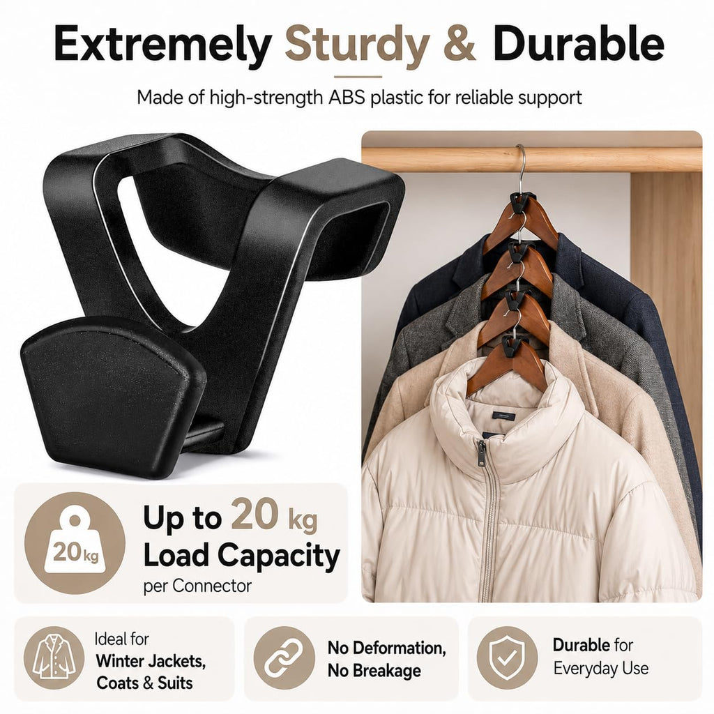 HOUSE DAY Space Saving Hangers 20 Pack, Smart Hangers for Clothes, Black