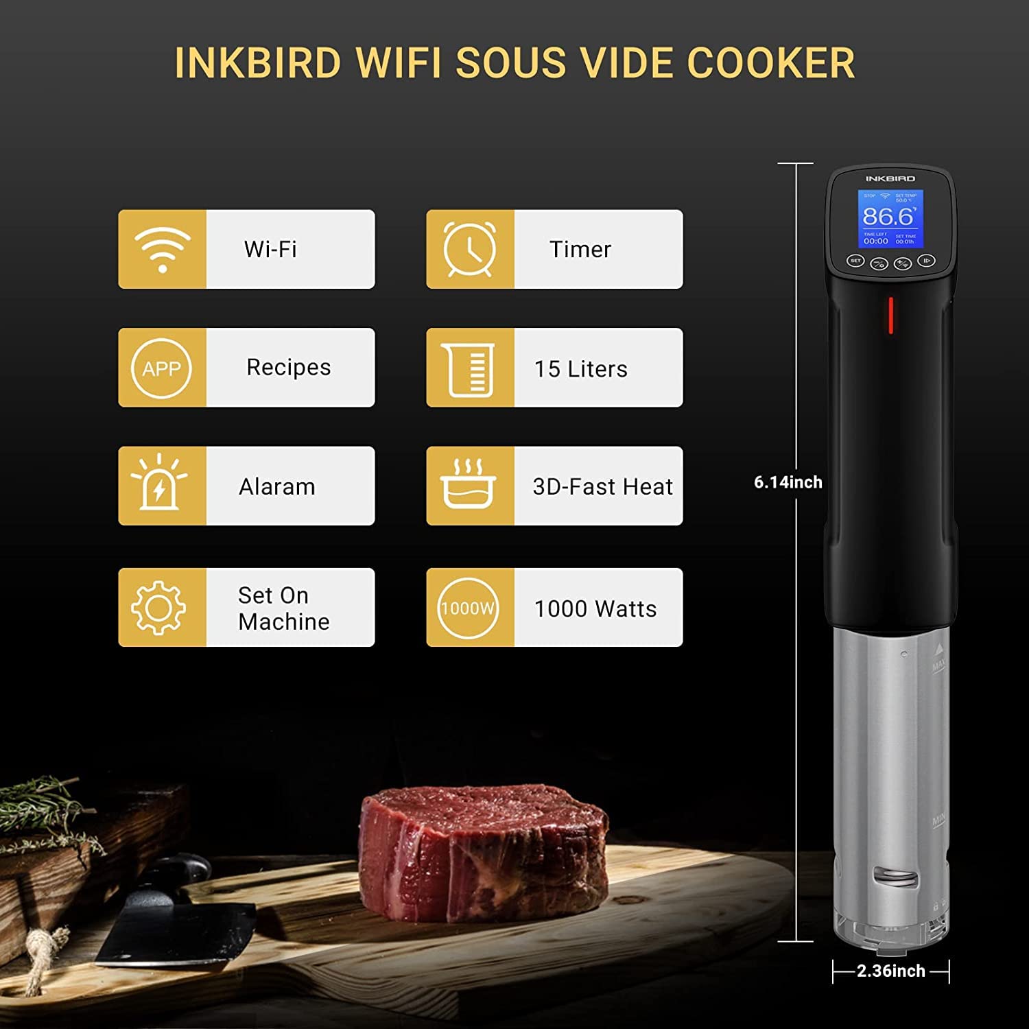 Inkbird ISV-100W Sous Vide WiFi Immersion Circulator | 1000W Precision Cooker