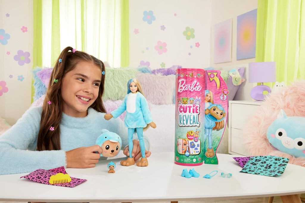 Barbie Cutie Reveal Doll - Teddy Bear in Dolphin Costume with 10 Surprises