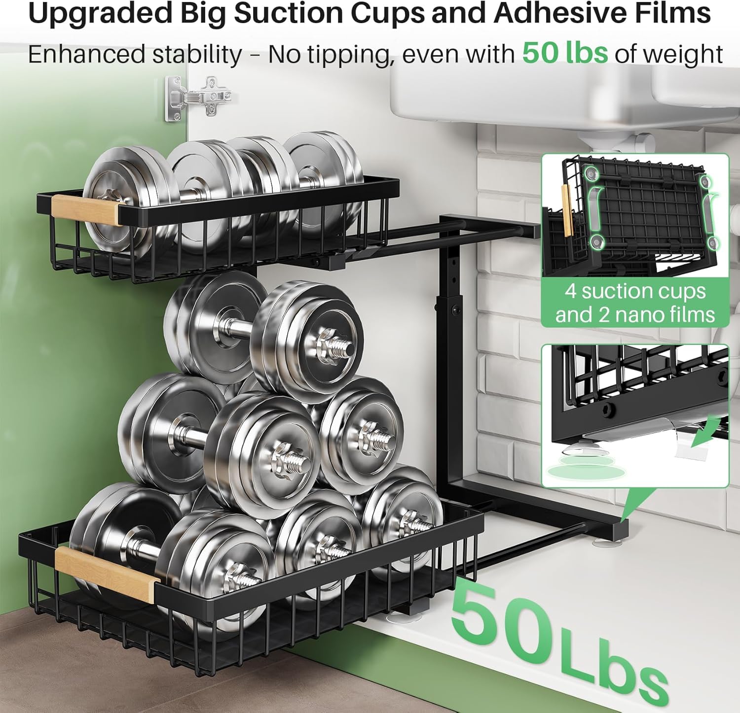 Kitstorack 2-Pack Under Sink Storage | 2-Tier Metal Pull Out Organiser
