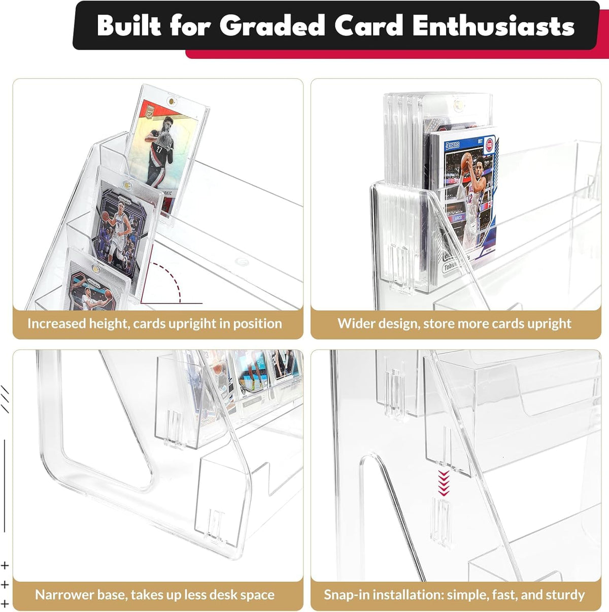 DIRXVMC Trading Card Display Stand, Vertical Holder for Baseball Basketball Sports Graded Card Display Stand Tabletop for PSA BGS SGC Slabs - image 5