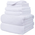 Polyte Plush Microfibre Bath Towel Set - 6 Piece Quick Dry - White