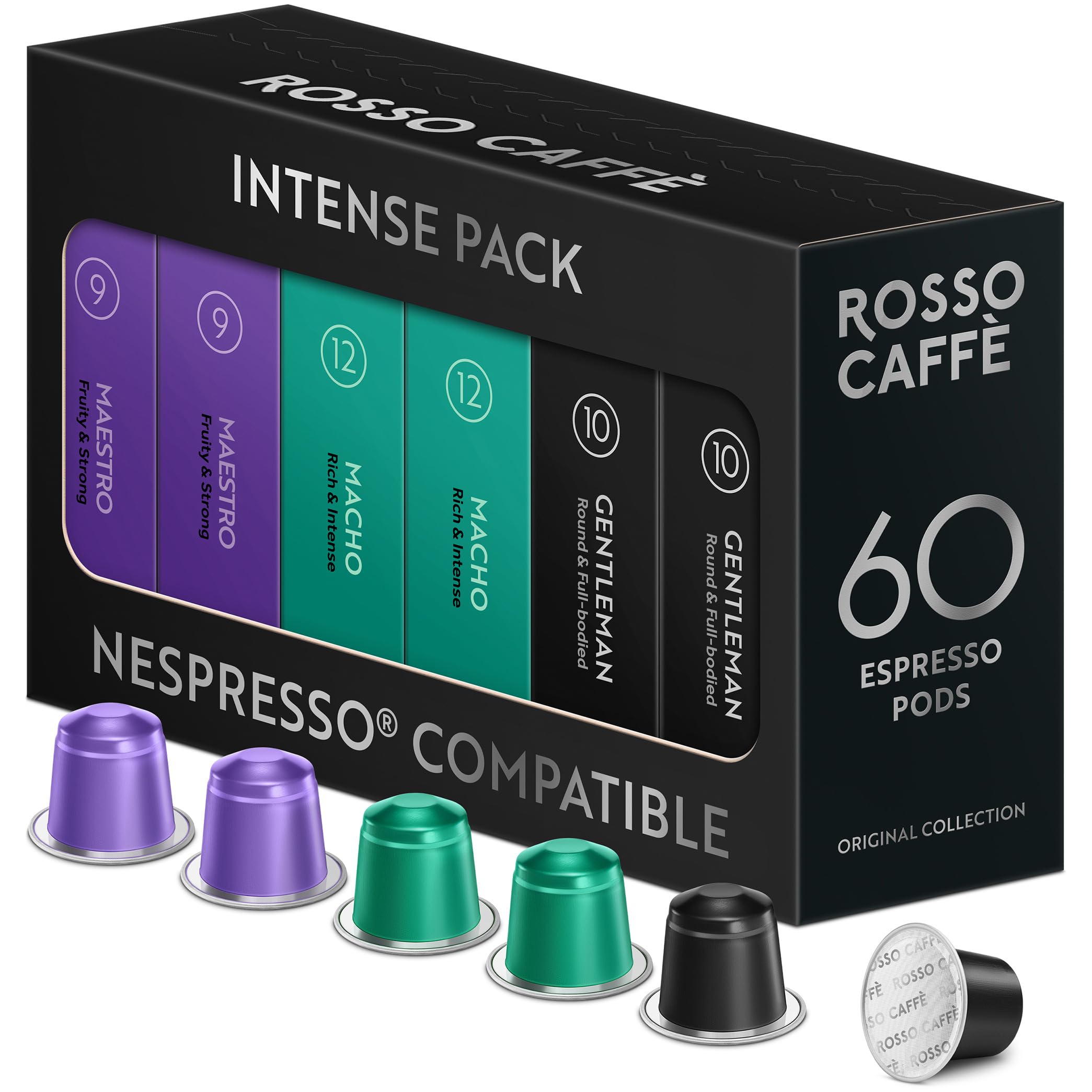Rosso Caffè 60 Nespresso Compatible Aluminium Pods – 3 Dark Roasts