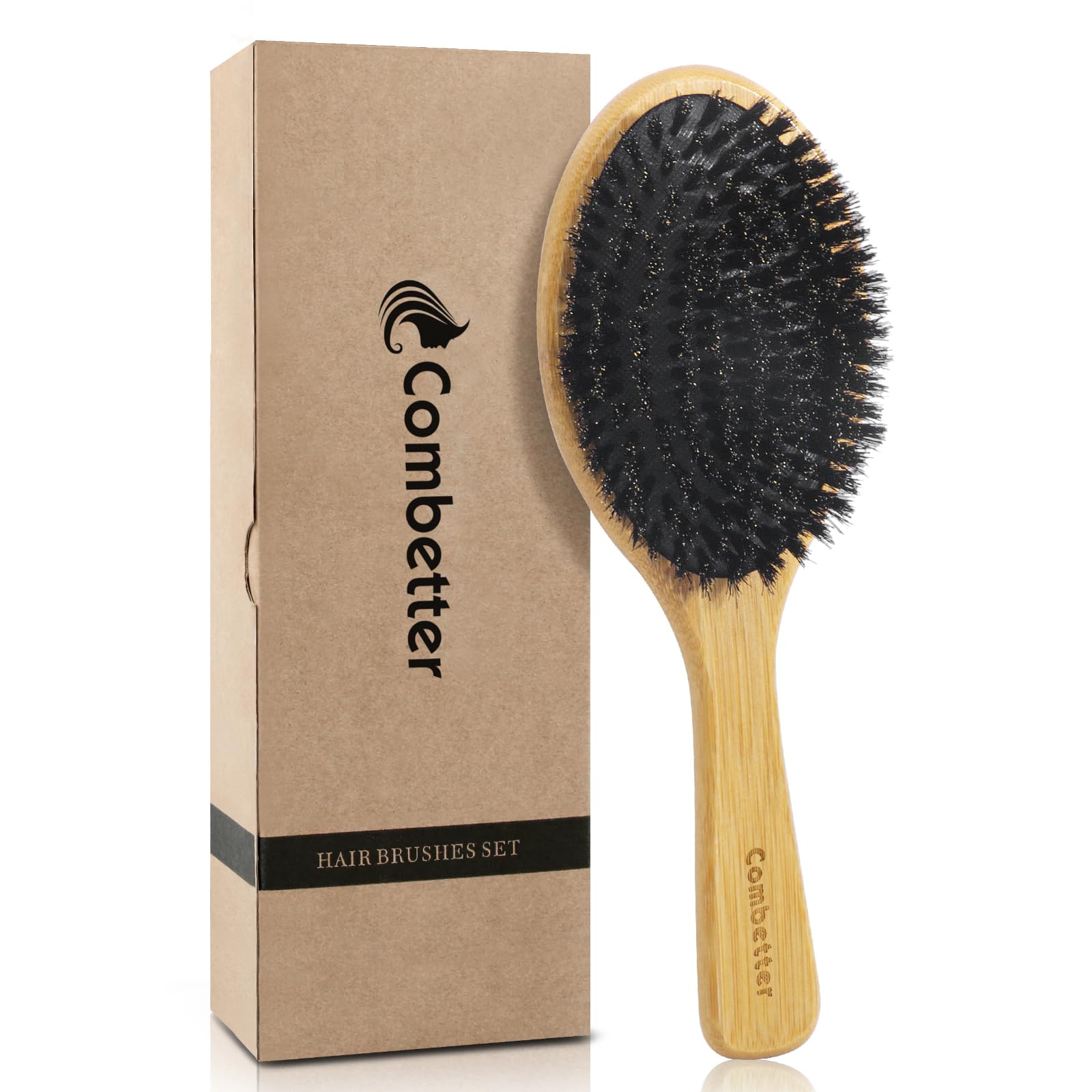Combetter Boar Bristle Hair Brush – Eco-Friendly Bamboo for All Hair Types