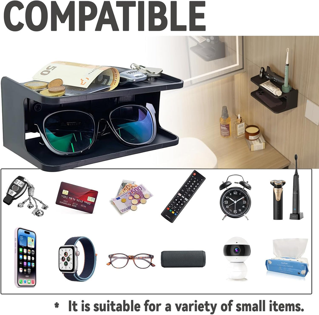 sciuU 2-Layer Structure Bedside Wall Shelf Organizer - Universal Wall Mount - image 3