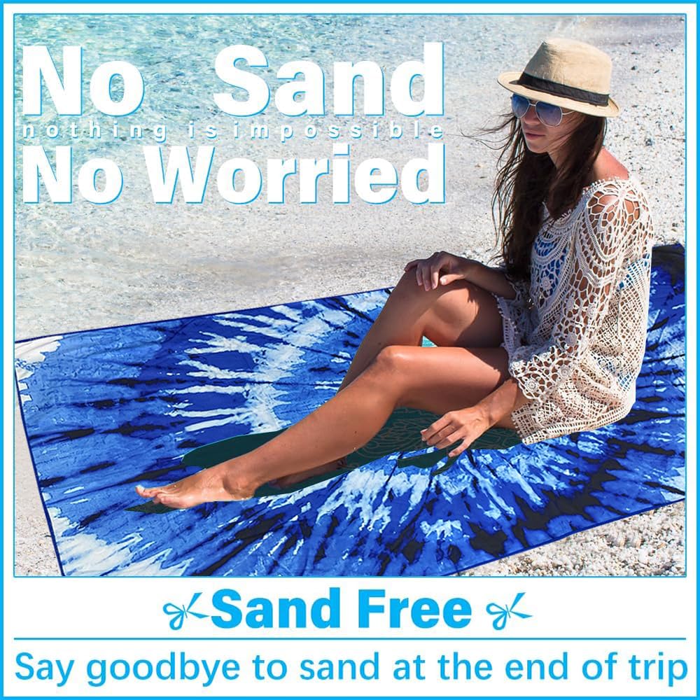 JAODFK Microfibre Beach Towel 71"X32" Quick Dry Lightweight Sand Free Extra Large Thin Blue Towels Travel Essentials For Adults Womens Swim Bath - image 5