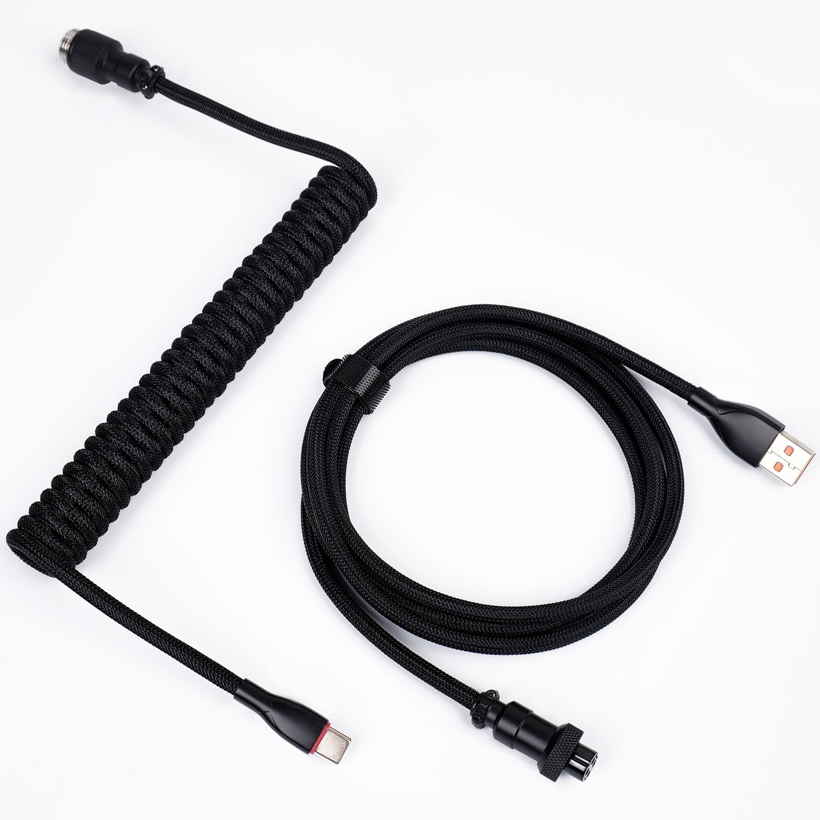 Sikai Coiled USB C Aviator Cable for Mechanical Gaming Keyboards – Black