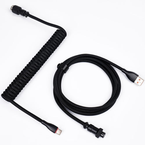 Sikai Coiled USB C Aviator Cable for Mechanical Gaming Keyboards – Black