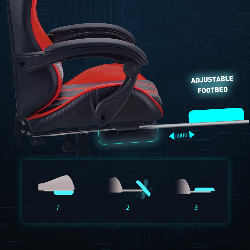 Play haha Ergonomic Gaming Chair – PU Leather Racing Desk Chair with Footrest