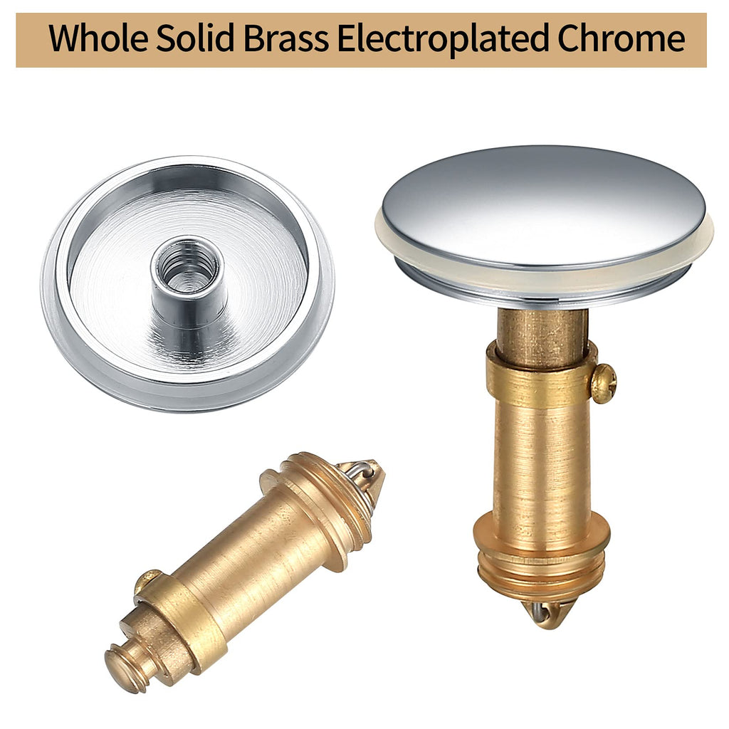 2 PCS 38mm Pop Up Sink Plugs, Bathroom Push Drain Stopper, Brass Chrome - image 3