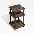 Furinno TURN-N-TUBE Side Table, 3-Tier End Table with Open Shelf, Night Stand, Bedside Table, Easy Assembly, for Living Room, Bedroom, Brown Walnut