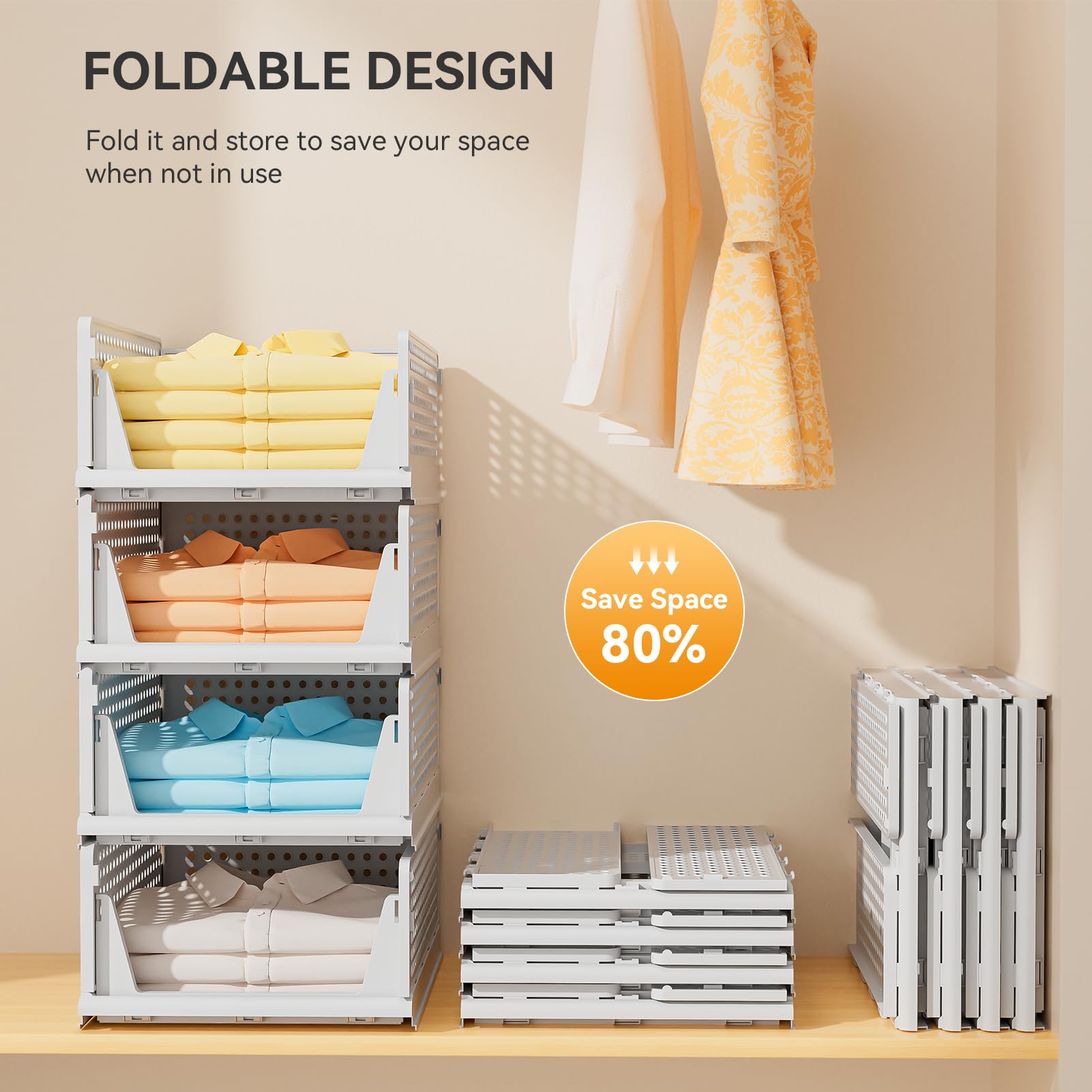 BTGGG 8 Pack Stackable Wardrobe Storage Drawers – Plastic Closet Organiser