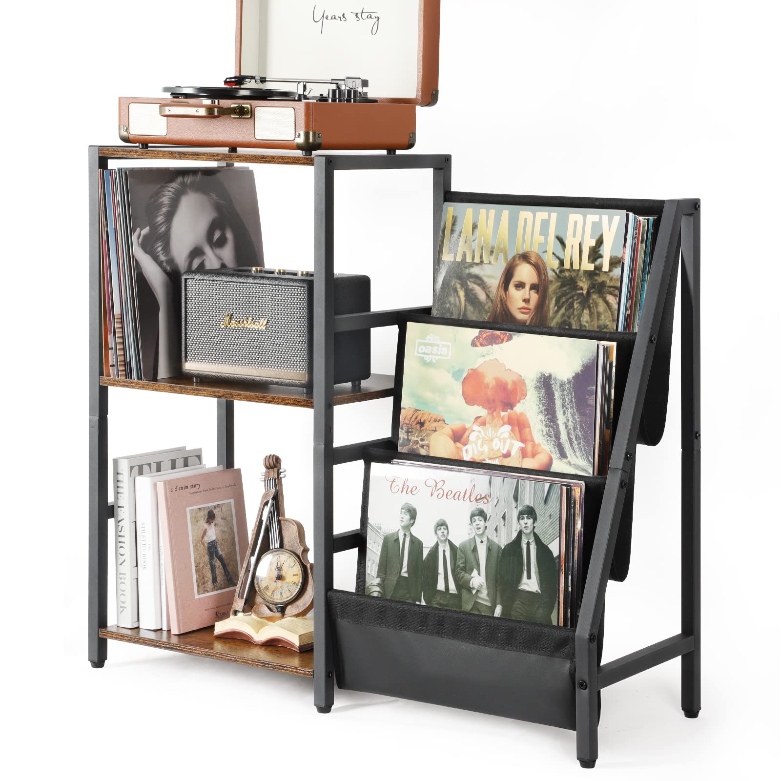 Bikoney 3-Tier Record Player Stand | Vinyl Storage Table for 200 Albums