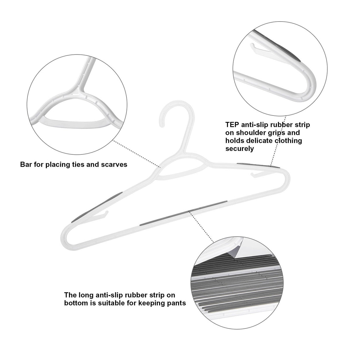 30 Pack Bendable Plastic Hangers Light-Weight Non-Slip Clothes/Suit HangersGrey