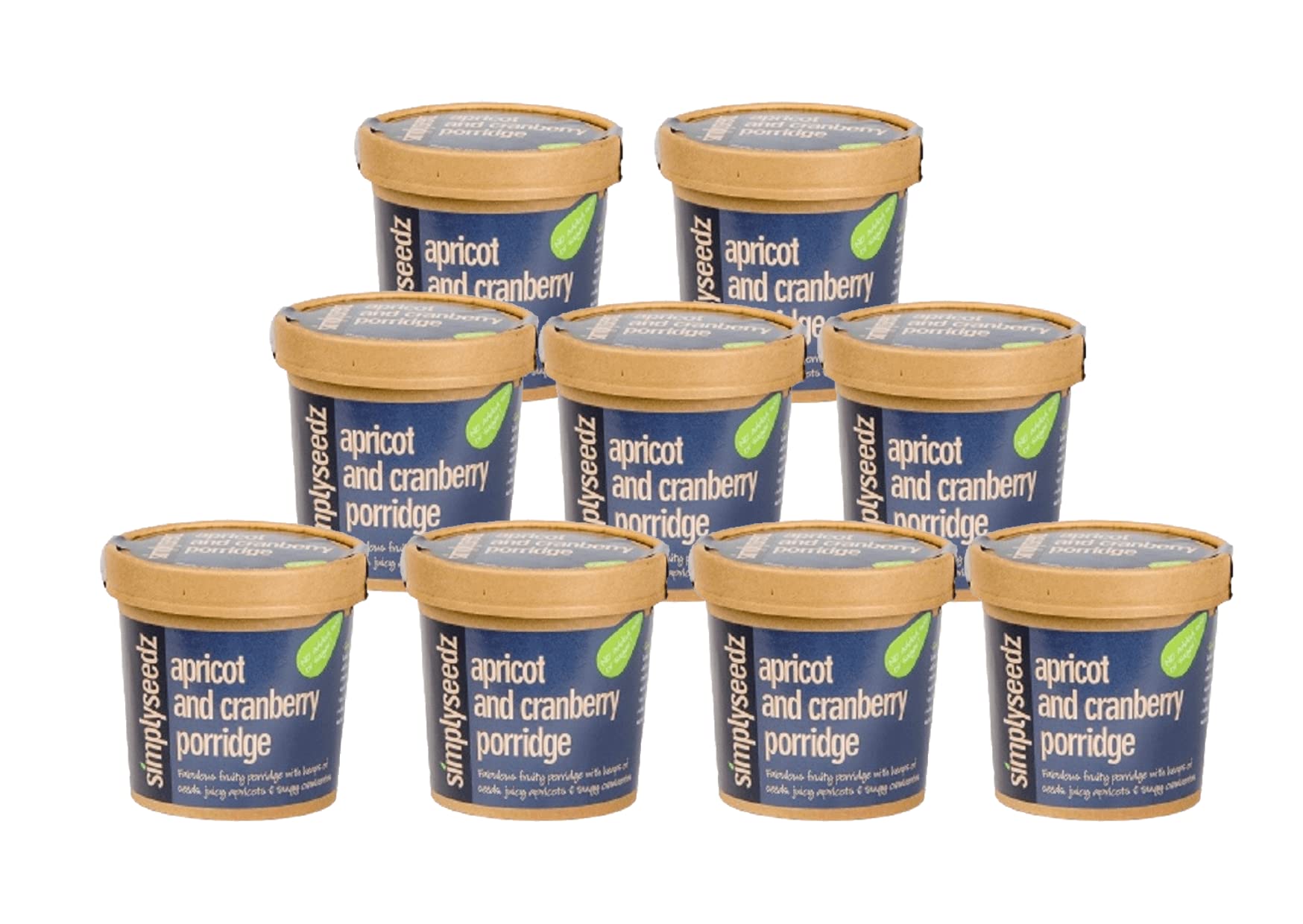 Simplyseedz Apricot & Cranberry Jumbo Oats Porridge Pots - 9 x 60g