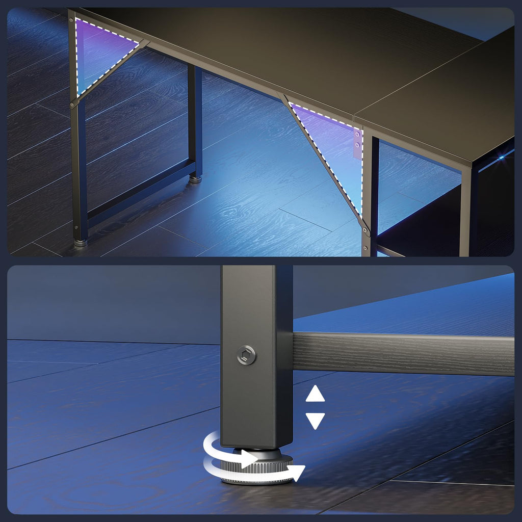 Coleshome L Shaped Gaming Desk for Small Space, 120x70 cm Black - image 5