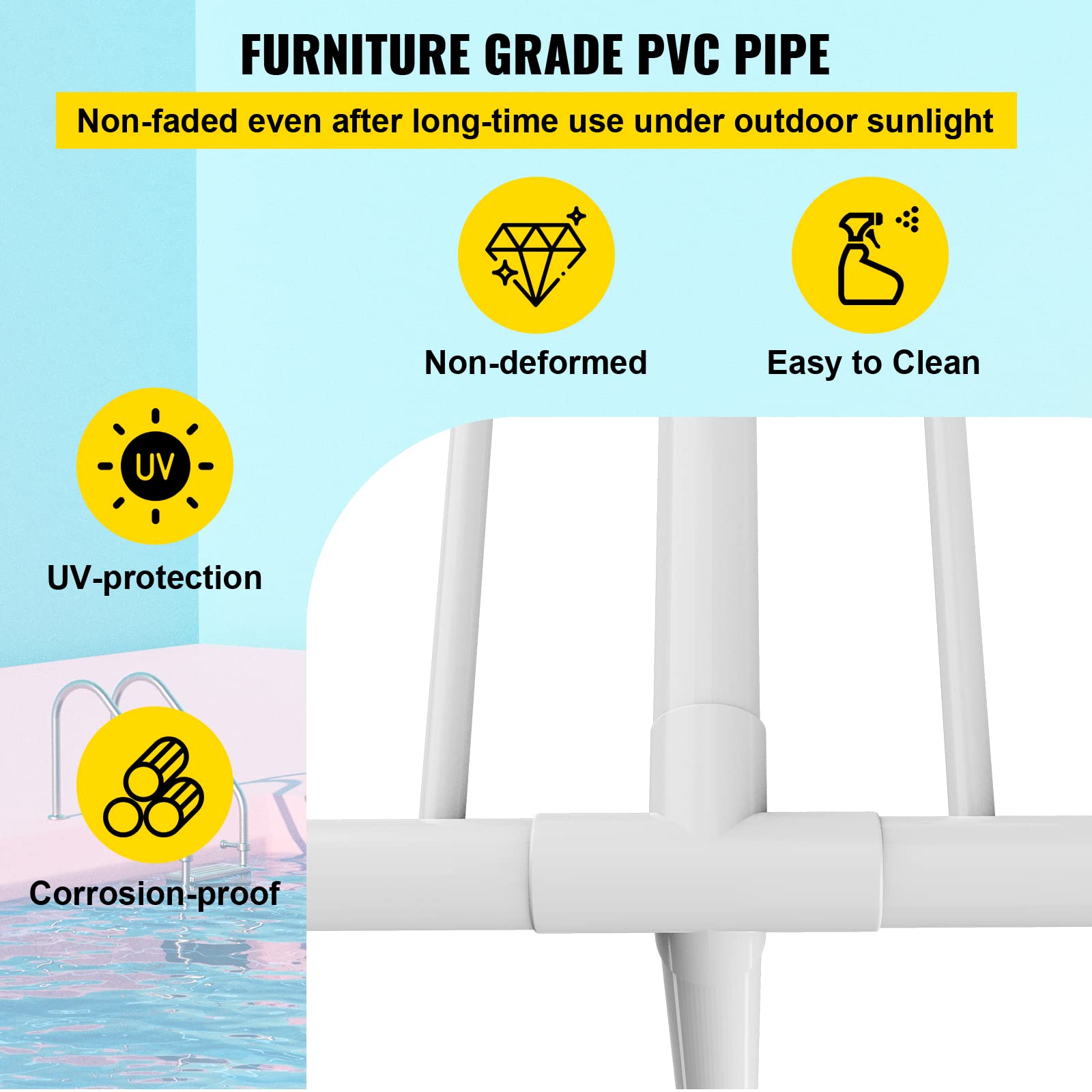 VEVOR Pool Towel Rack – 5 Bar Freestanding PVC Outdoor Storage Organizer