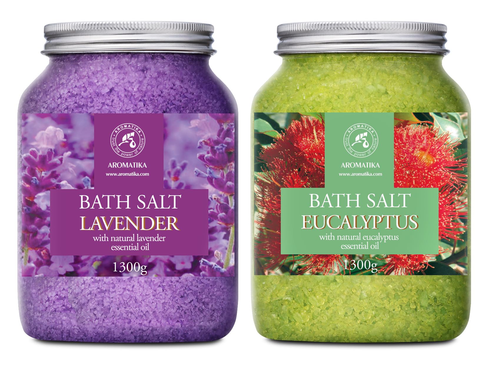Natural Sea Bath Salt Set - Lavender & Eucalyptus - 2x1300g