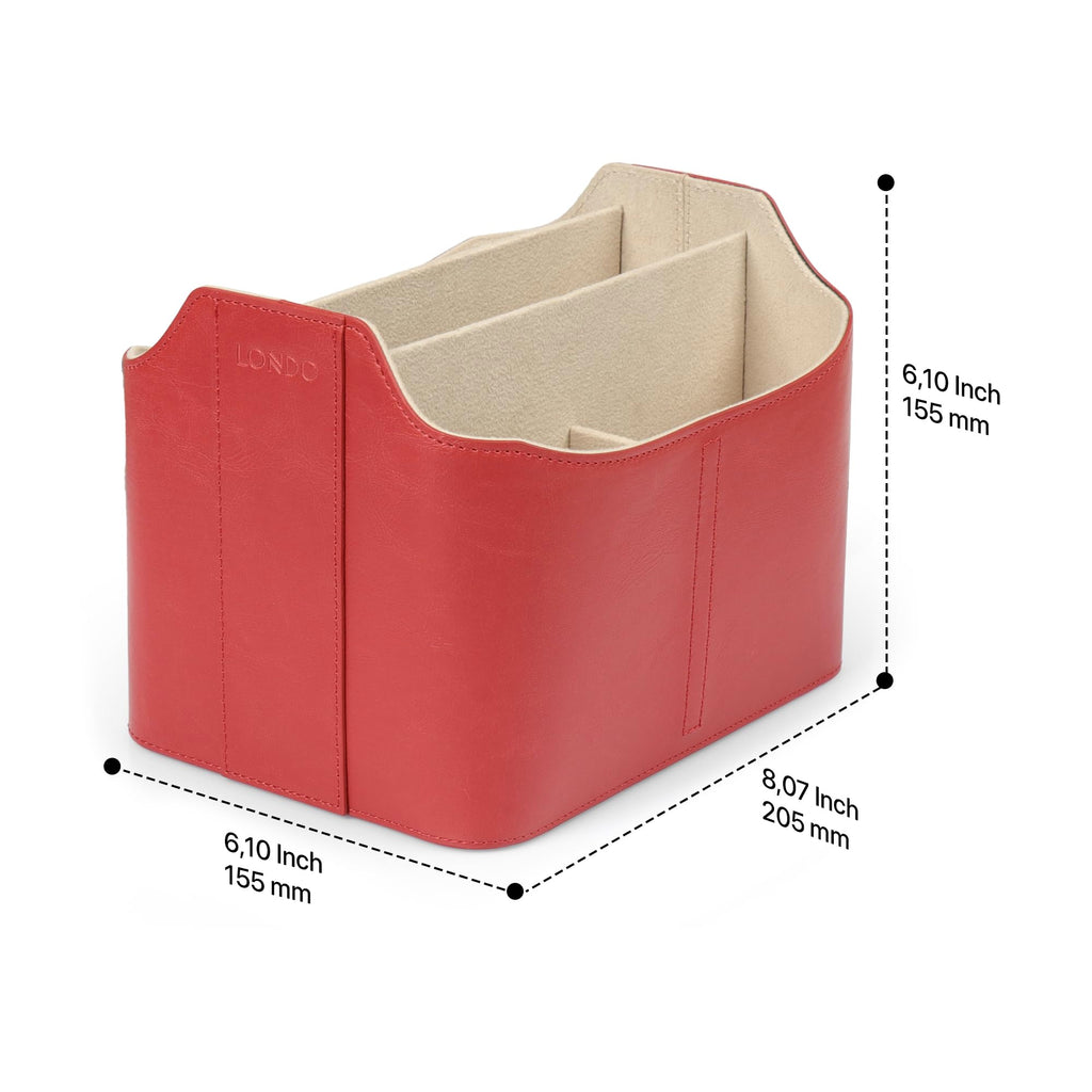 LONDO Leather Remote Control Organizer Caddy with Tablet Holder - 4 Pockets - Fits Apple TV, Roku, iPad - image 3