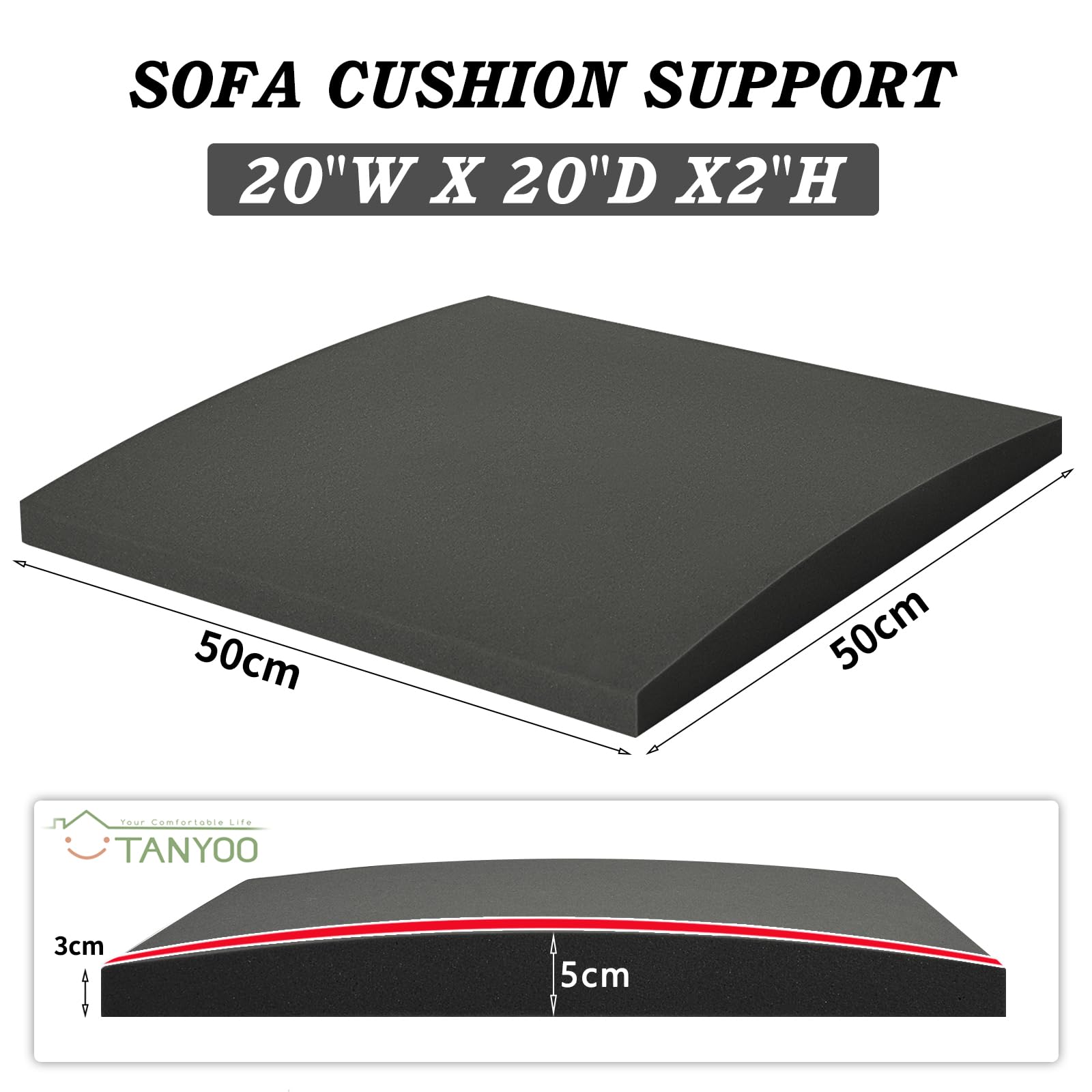 TANYOO Sofa Cushion Support - High Density Foam Sag Repair - 3 Pack