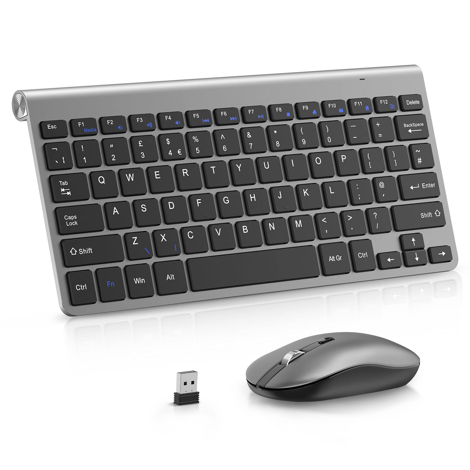PINKCAT Ultra-Thin Wireless Keyboard and Silent Mouse Set – Gray