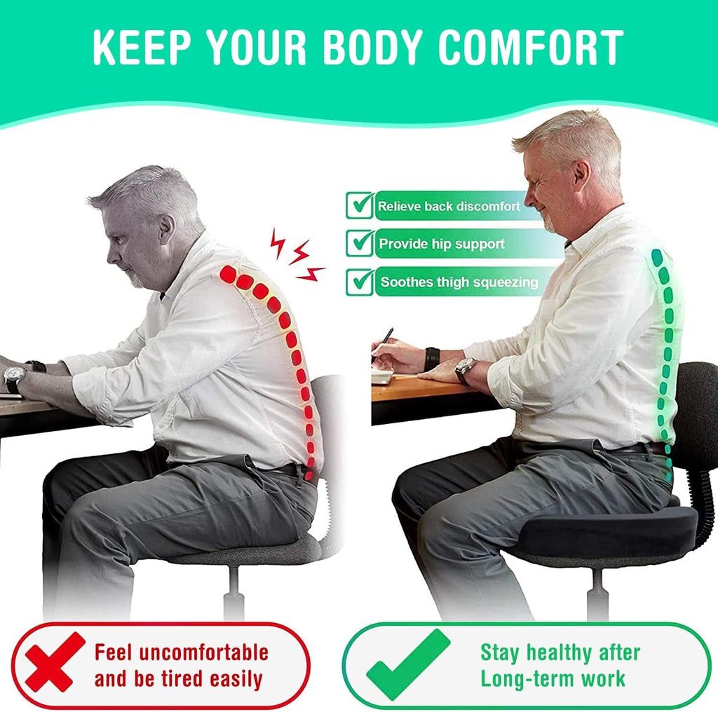 SAIF Seat Cushion, Hip Support, Heat Sensitive & Durable Memory Foam Sitting zipper Desk Chair Cushion for Office
