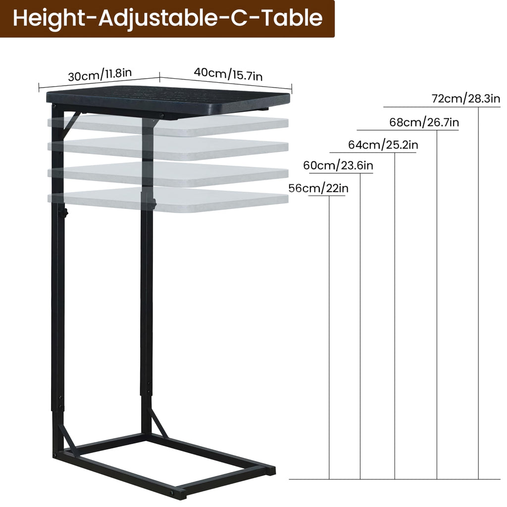 OFIDELITY Side Table, Height Adjustable C Table, End Table for Sofa, Couch & Bedside, Small Coffee Table with Metal Frame for Living Room & Bedroom - image 4