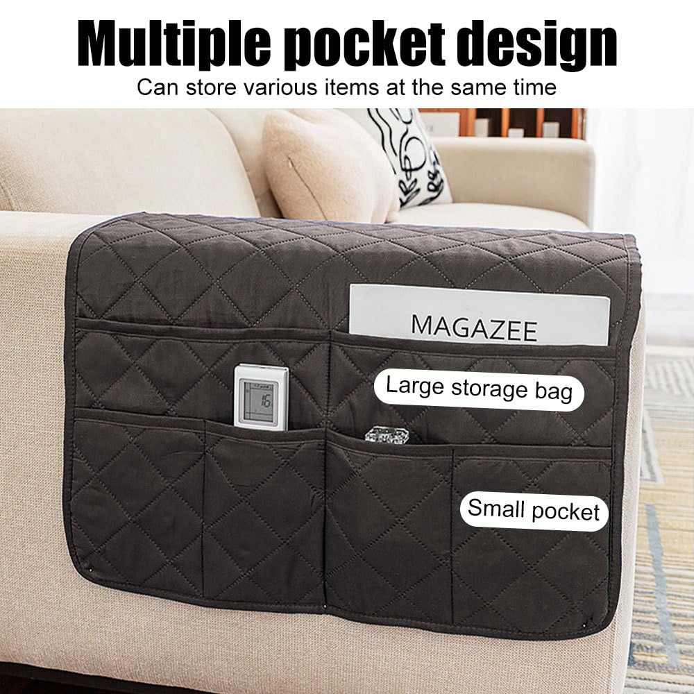 MiOYOOW Armchair Caddy, Large Capacity Sofa Armrest Organizer, 50 * 90cm, Sofa Arm Hanging Storage Holder for Remote Control Magazine Book Eyeglasses - image 3