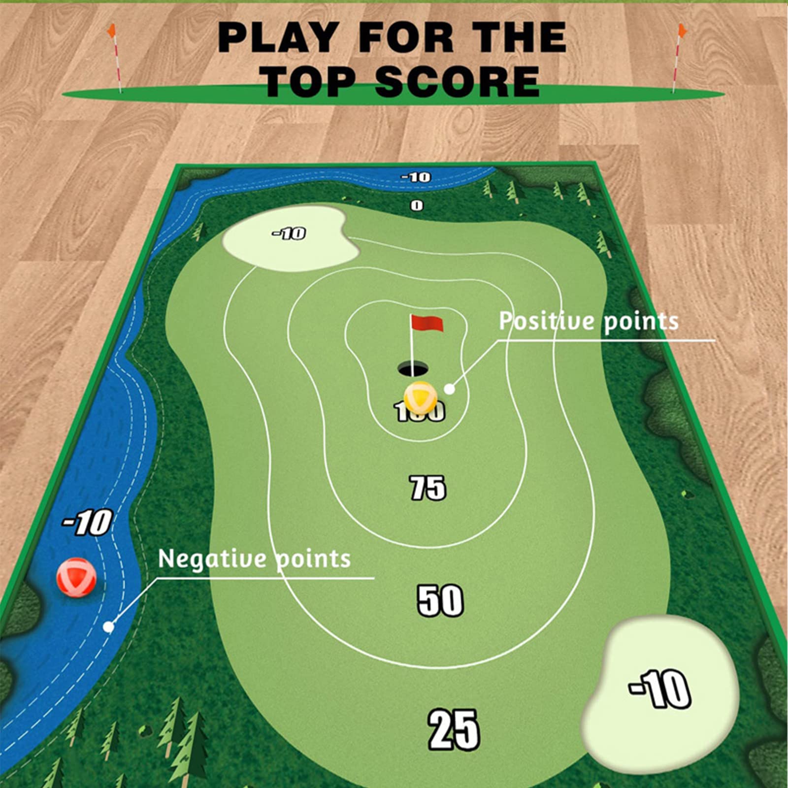Golf Chipping Game Set – Indoor/Outdoor Training Mat with 16 Balls