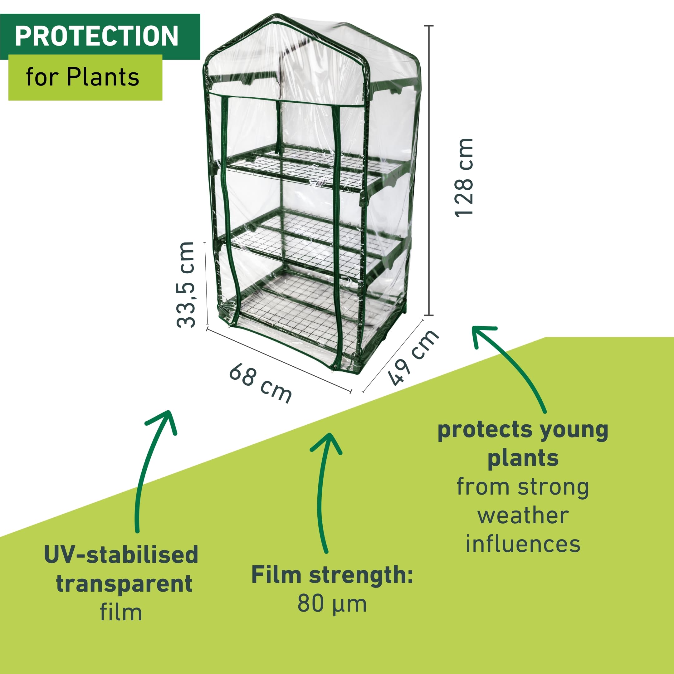 Windhager Balcony Cold Frame Foil Greenhouse - 3 Shelves, 68x49x128 cm